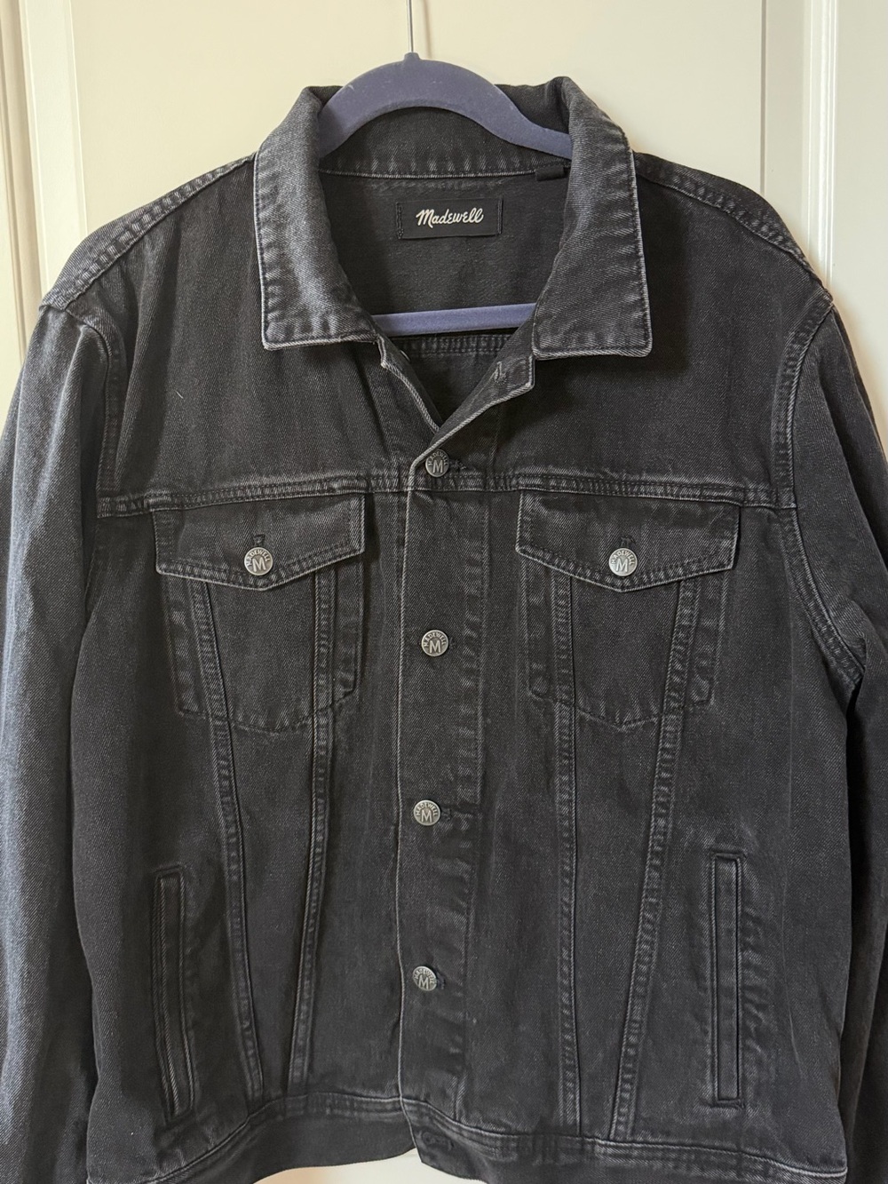 Madewell Men's Washed Black Denim Trucker Jacket